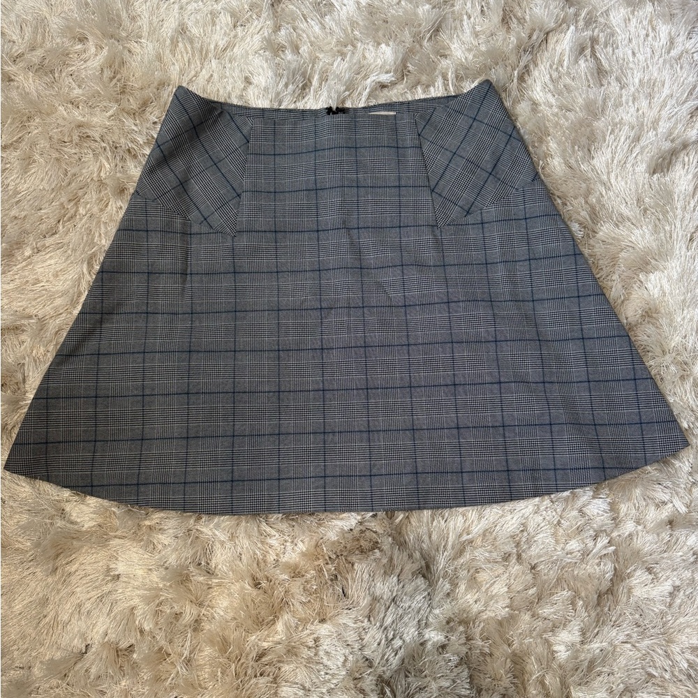 NWT LOFT Gray Plaid A-Line Skirt